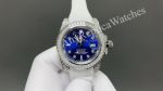 Rolex Submariner 40mm Dandong 3135 Diamond Bezel White Gold Case Blue Face Watch